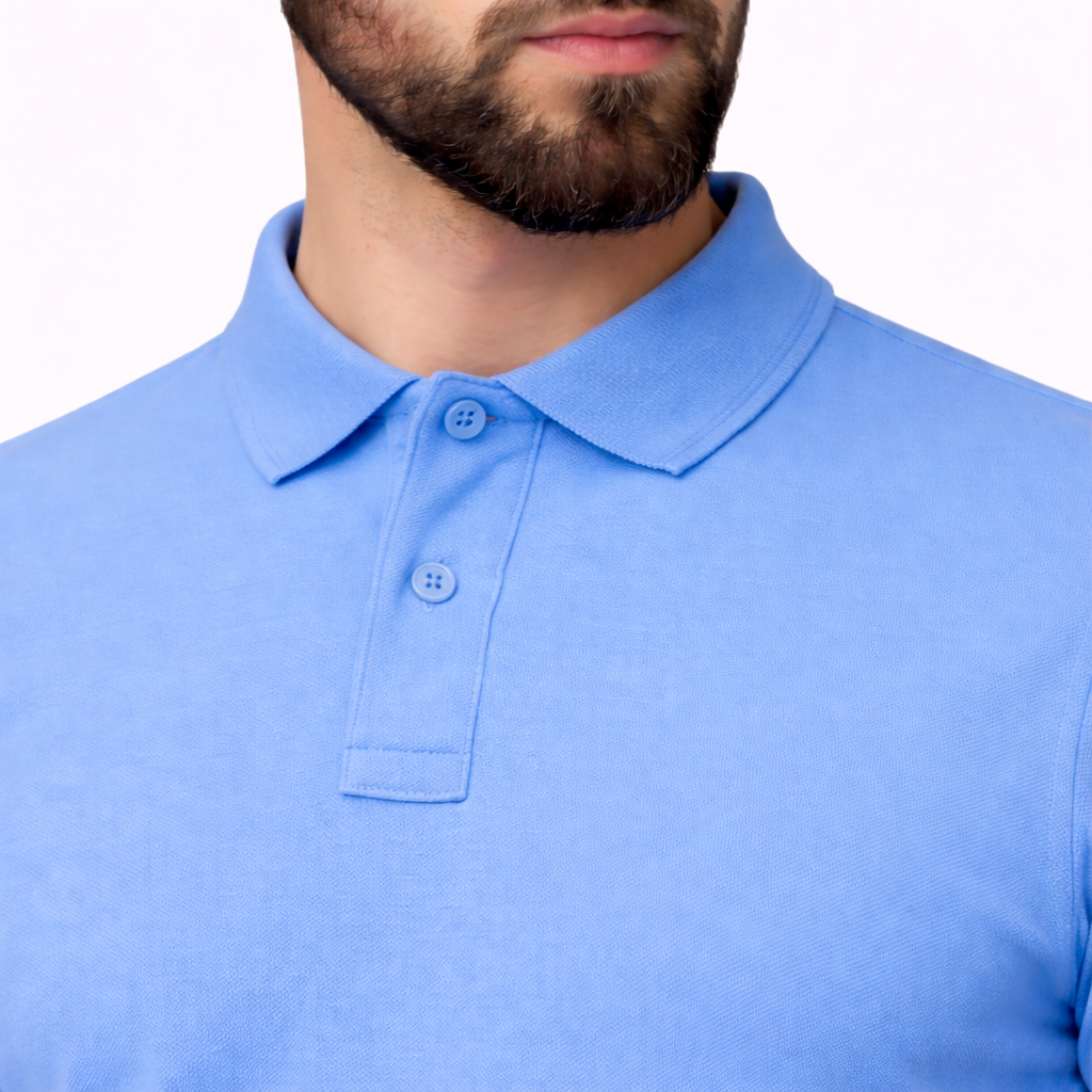 Matty Collar Polo T-Shirt – Sky Blue