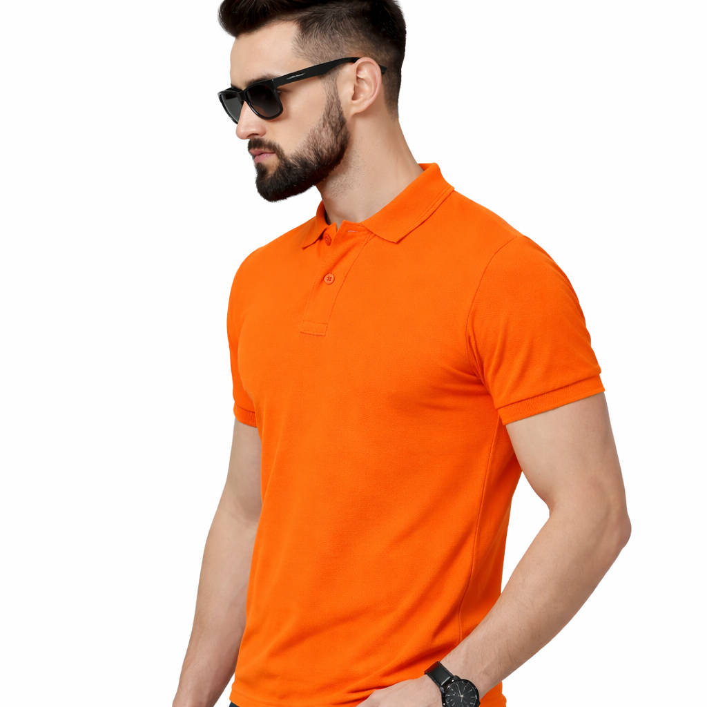 Matty Collar Polo T-Shirt – Orange