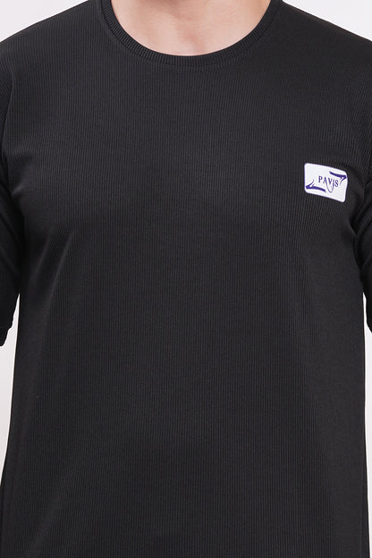 Men’s Half Sleeve Cotton Knitted T-Shirt | Black Premium Knit T-Shirt Wholesale