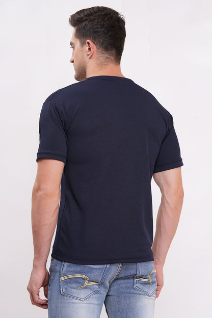 Men’s Half Sleeve Cotton Knitted T-Shirt | Navy  Premium Knit T-Shirt Wholesale