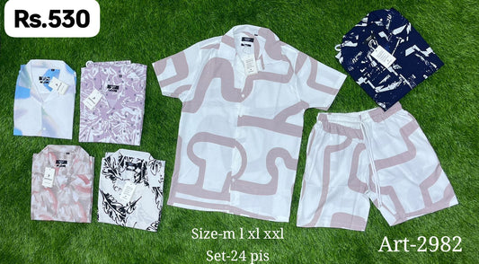 Men’s Printed Half Sleeve T-Shirt And Half  Shorts | M , L , XL , XXL|