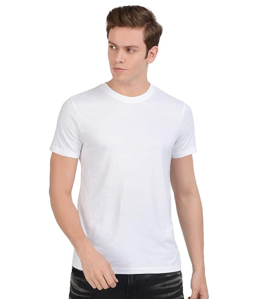 Men’s Half Sleeve Solid Cotton T-Shirt | White Premium Plain T-Shirt Wholesale