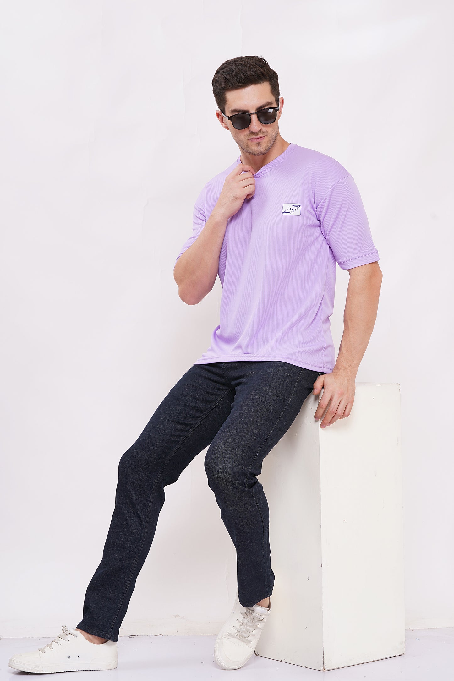 Men’s Half Sleeve Cotton Knitted T-Shirt | Lavander  Premium Knit T-Shirt Wholesale