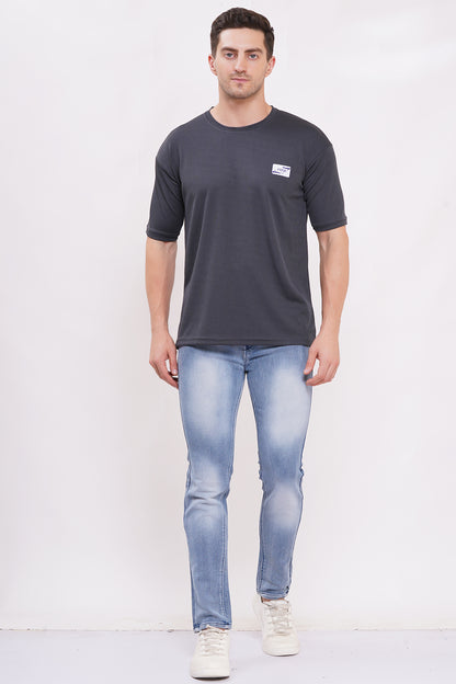 Men’s Half Sleeve Cotton Knitted T-Shirt | Dark Grey Premium Knit T-Shirt Wholesale