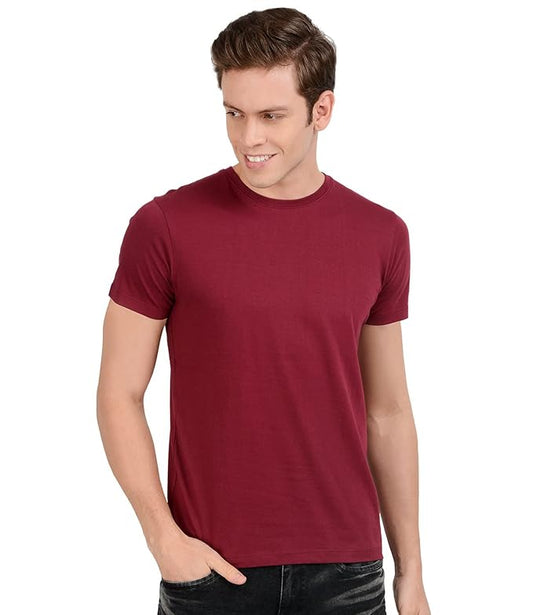 Men’s Half Sleeve Solid Cotton T-Shirt | Maroon Premium Plain T-Shirt Wholesale