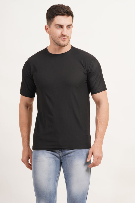 Half Sleeve Solid Black Cotton Matty T-Shirt for Men | Premium Plain T-Shirt | Wholesale Bulk Supply