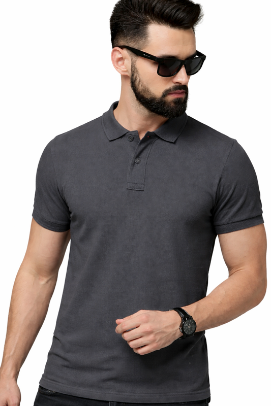 Matty Collar Polo T-Shirt – Dark Grey