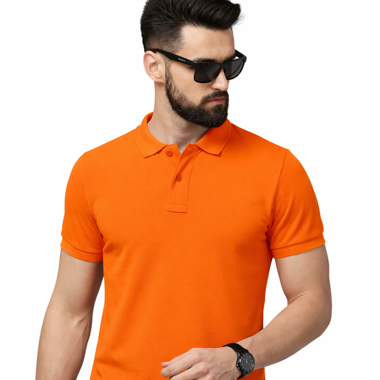 Matty Collar Polo T-Shirt – Orange