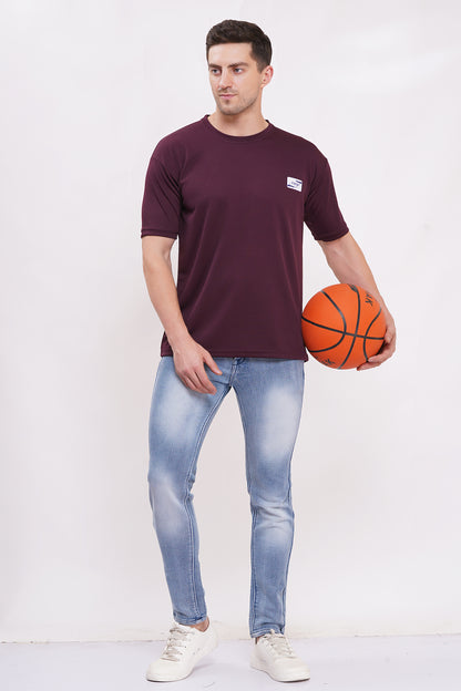 Men’s Half Sleeve Cotton Knitted T-Shirt | Wine Premium Knit T-Shirt Wholesale