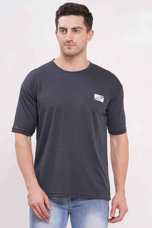 Men’s Half Sleeve Cotton Knitted T-Shirt | Dark Grey Premium Knit T-Shirt Wholesale
