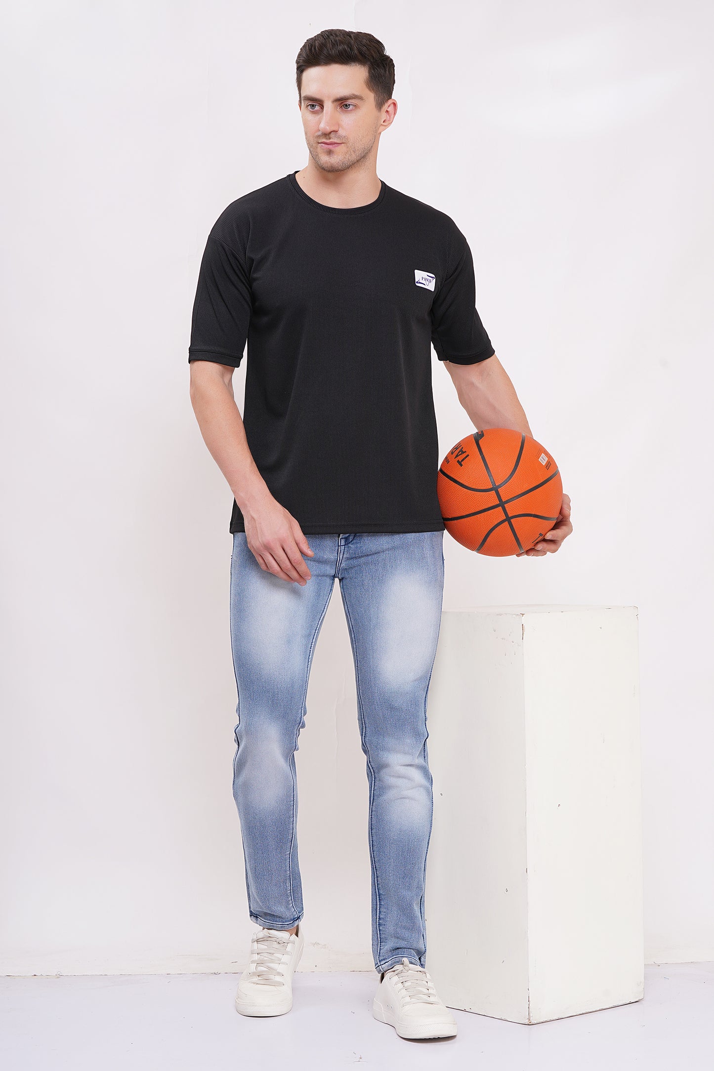 Men’s Half Sleeve Cotton Knitted T-Shirt | Black Premium Knit T-Shirt Wholesale