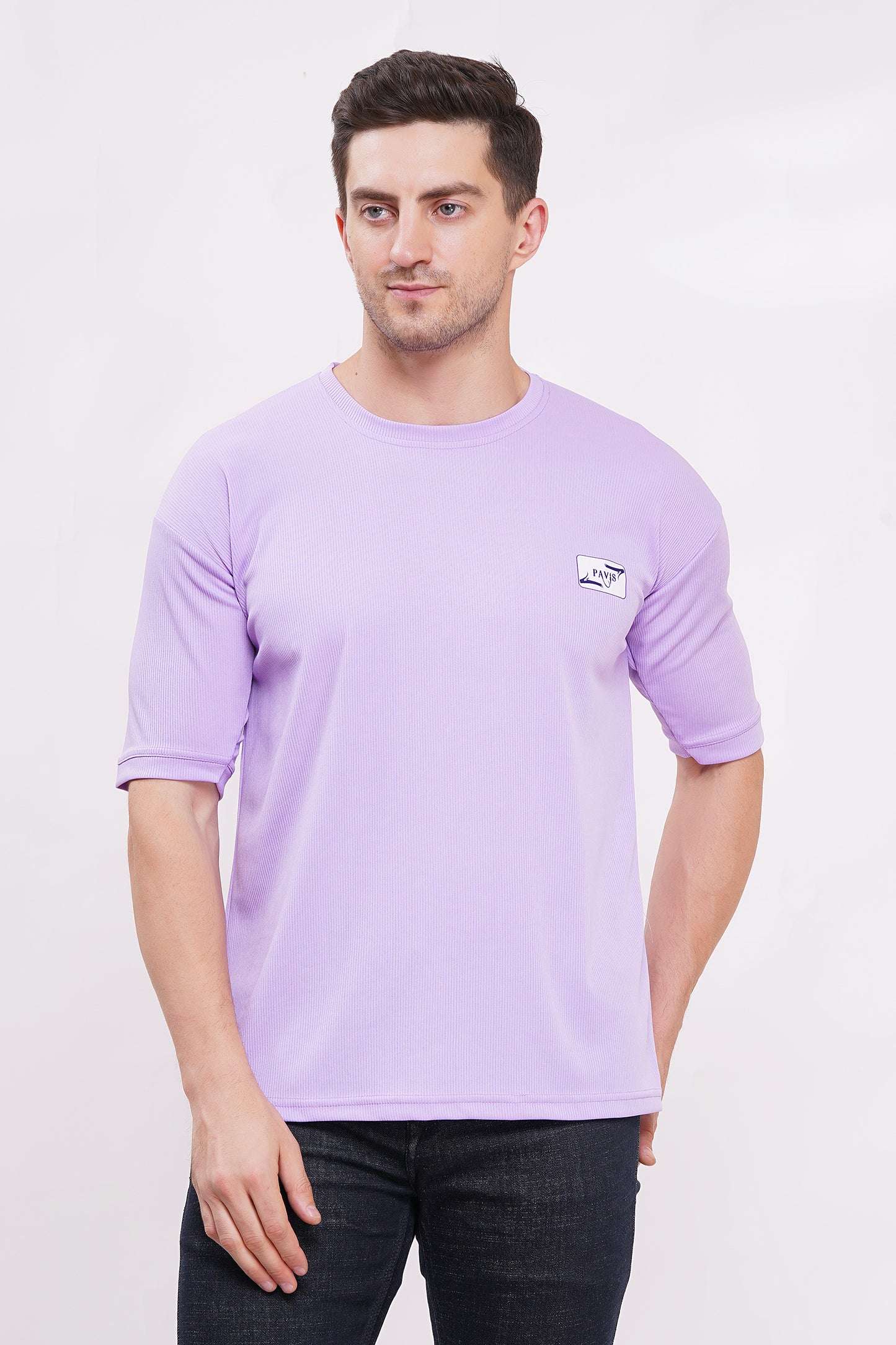 Men’s Half Sleeve Cotton Knitted T-Shirt | Lavander  Premium Knit T-Shirt Wholesale