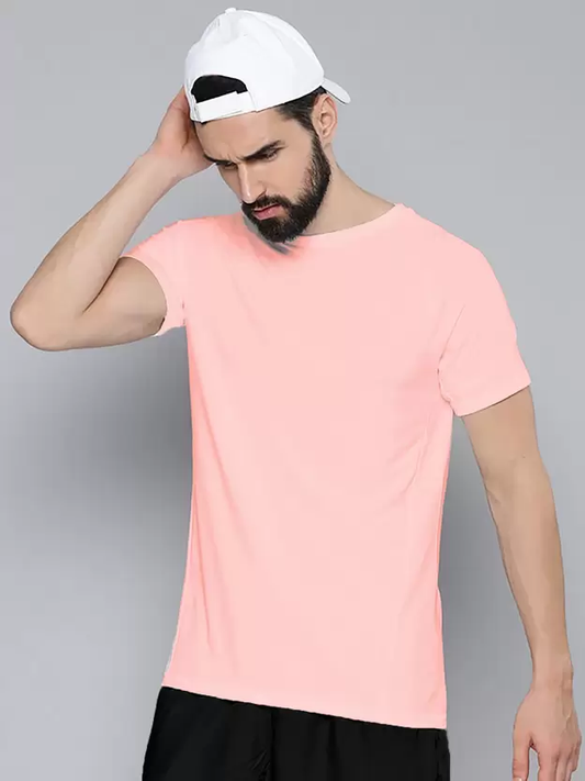 Men’s Half Sleeve Solid Cotton T-Shirt | Peach Premium Plain T-Shirt Wholesale
