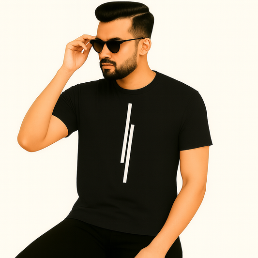 Men’s Half Sleeve Printed Cotton T-Shirt | Black Stylish Printed T-Shirt Wholesale