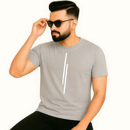 Men’s Half Sleeve Printed Cotton T-Shirt | Grey Stylish Printed T-Shirt Wholesale
