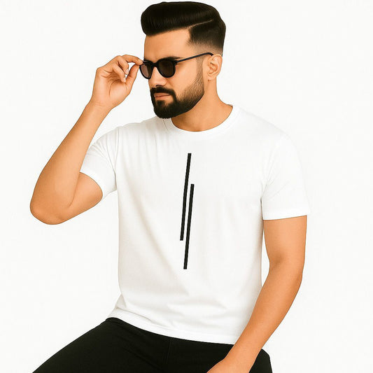 Men’s Half Sleeve Printed Cotton T-Shirt | White Stylish Printed T-Shirt Wholesale